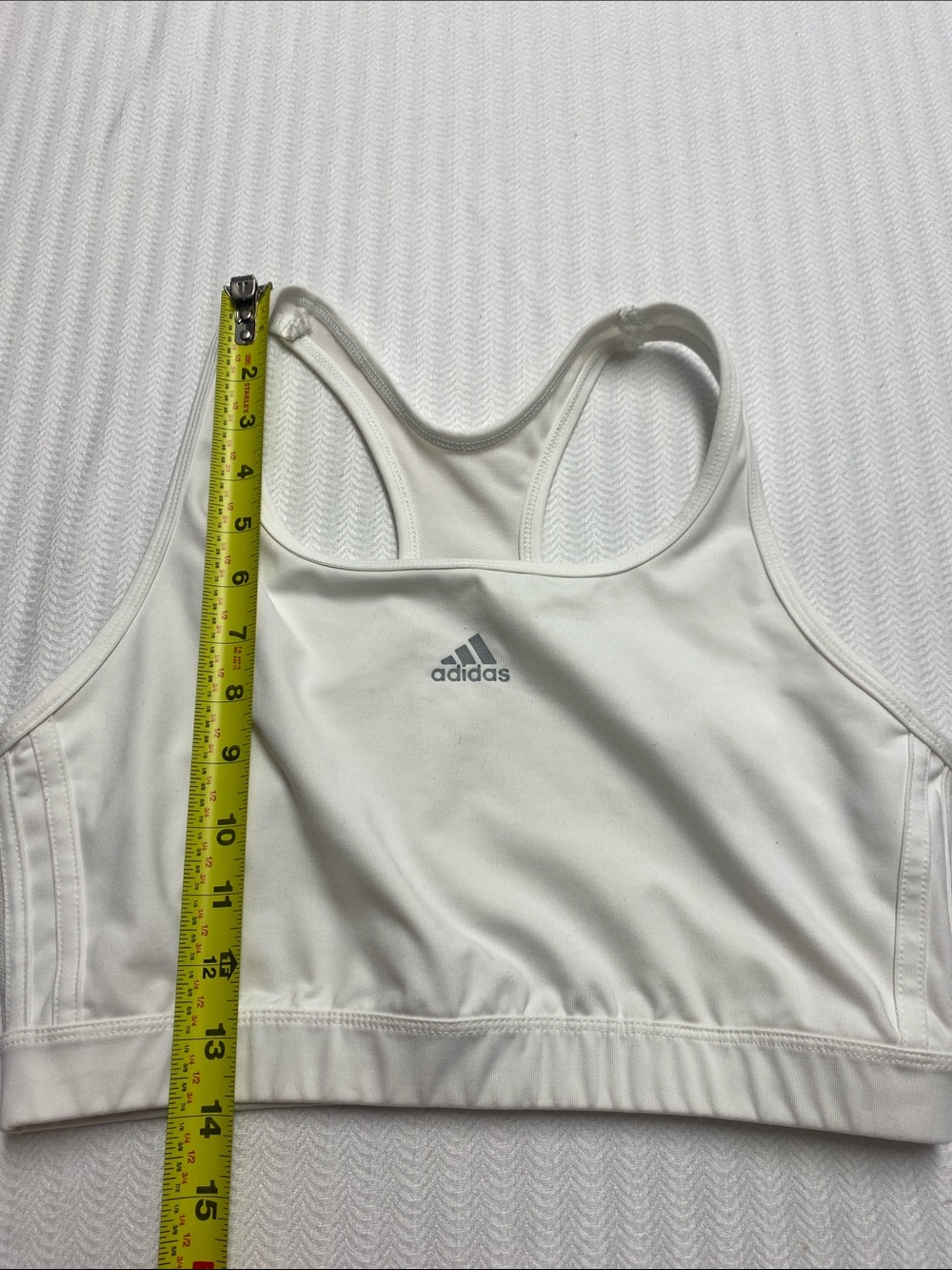 Adidas White Racerback Sports Bra Athletic Workout Gym XL Athleisure Yoga Gym - Picture 6 of 7